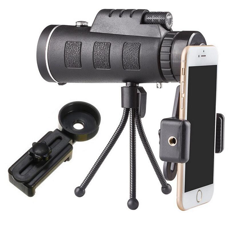 Monocular Telescope with Tripod, Phone Mount & Built-in Compass