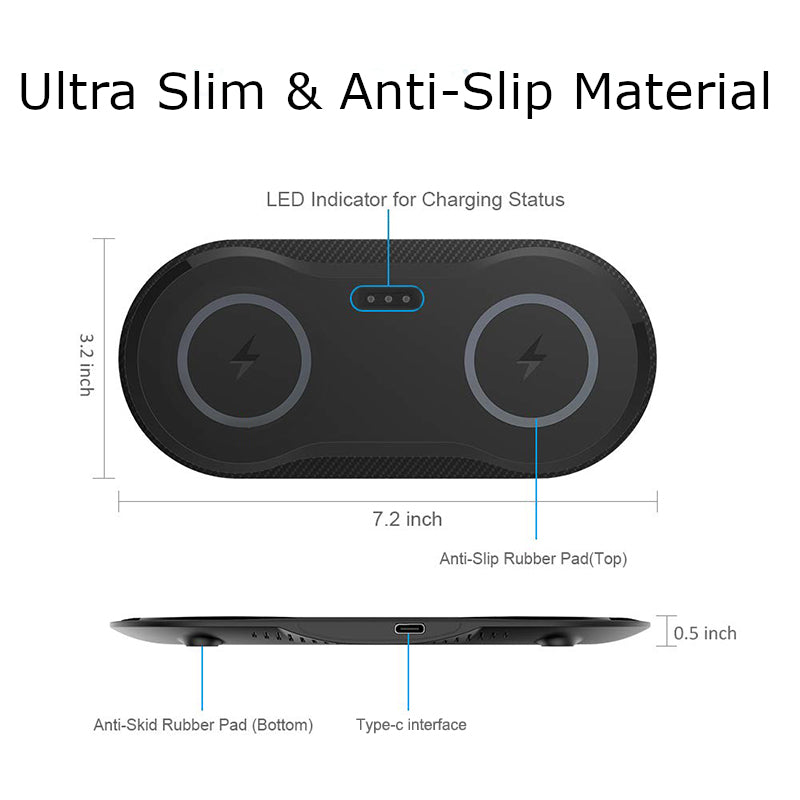 Dual Wireless Charging Station | Fast Charger for Two Phones