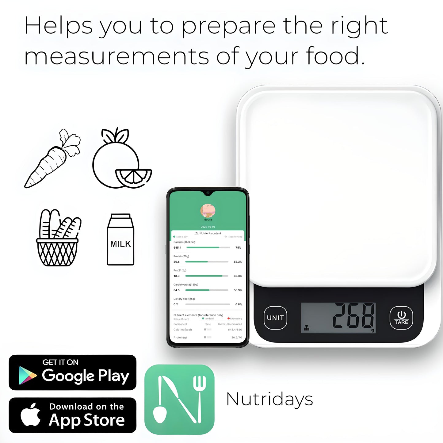 Smart Nutrition Kitchen Scale with App