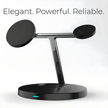 3-in-1 Magnetic Charging Station – 15W Fast Wireless Charger for Apple