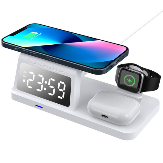 4-in-1 Wireless Charging Station | Fast Charger with Clock