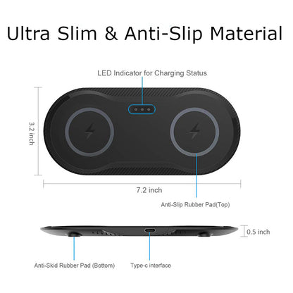 Dual Wireless Charging Station | Fast Charger for Two Phones