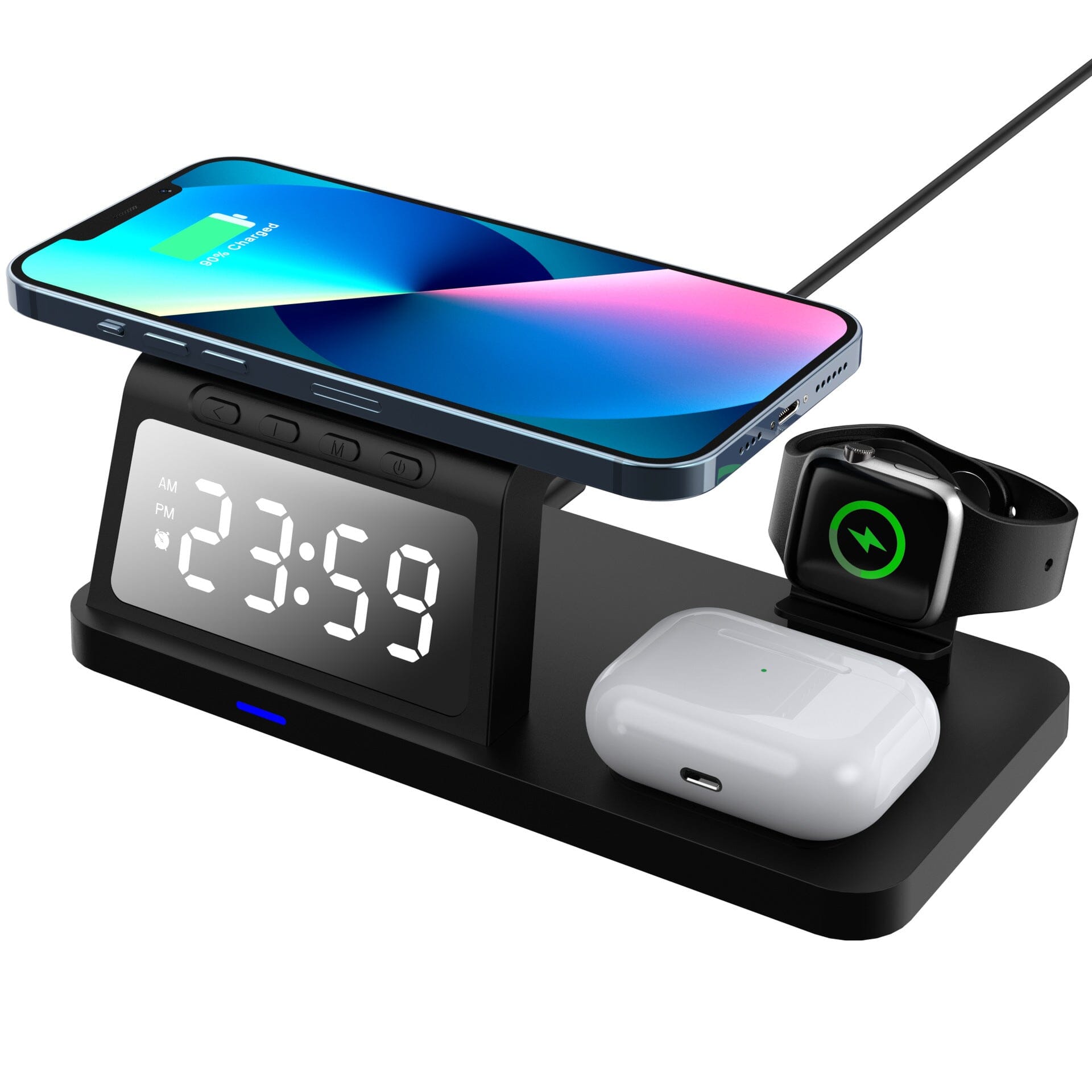 4-in-1 Wireless Charging Station | Fast Charger with Clock 0 null 